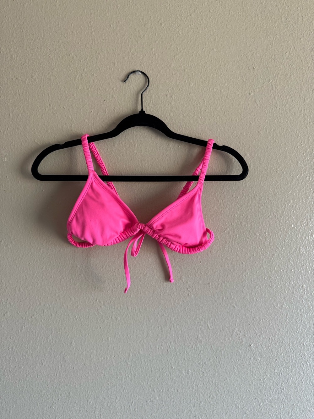 Women’s Bright Pink Tie-Front Bikini Top